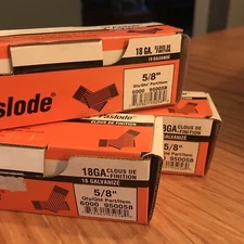 Paslode 5/8” 18GA. Galvanized Straight Finish Nails 3 Boxes 6000 = 18,000 Nails