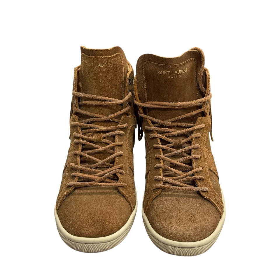 Zapatillas de corte YSL Saint Laurent para mujer marrón gamuza con flecos SL/18H 377333 37 Foto 3 de 4