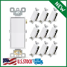 4 Way Decorative Light Switch 15Amp 120/277 Volt Ac Decora 10 Pack Glossy White