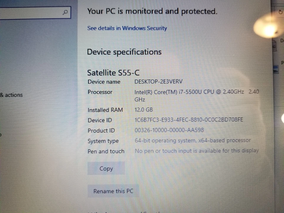 Toshiba Satellite S55-C5274 W/ core i7 / 1TB HDD / 12GB Ram / Backlit Keyboard - Image 4 of 4