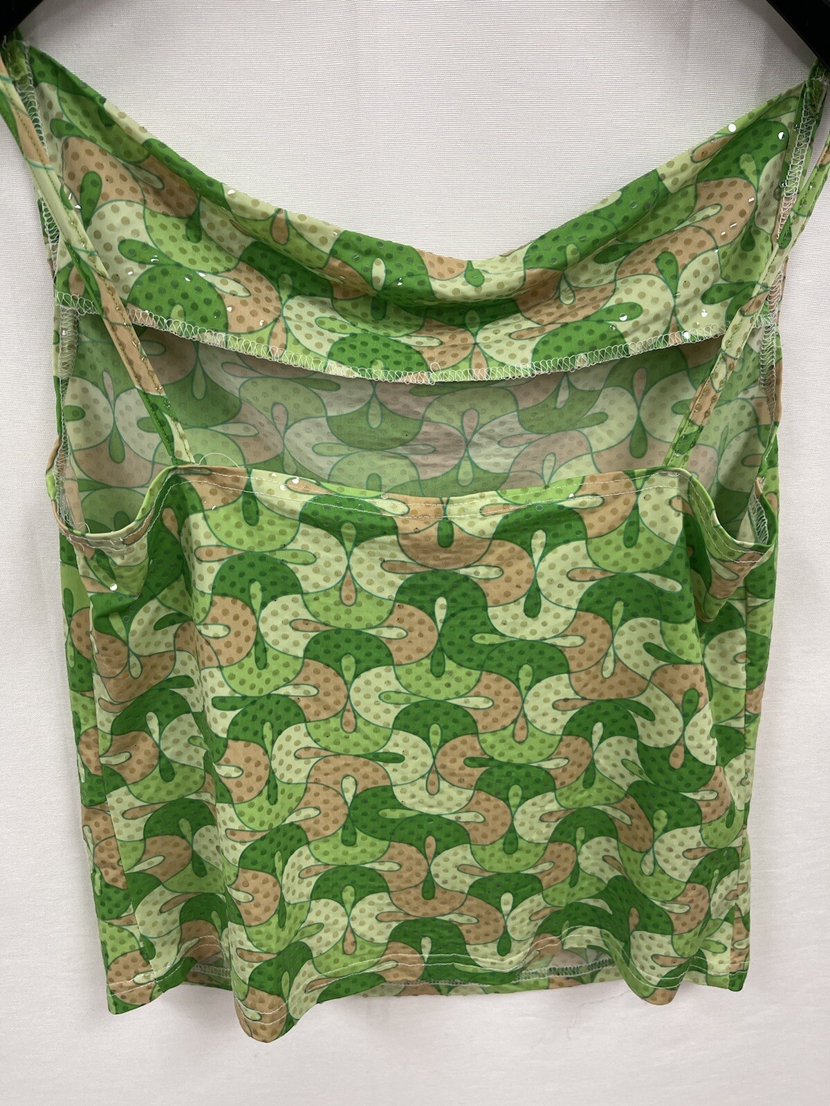 Y2K RUE 21 Cowl Neck Camisole Crop Top in Green Pattern Womens size Medium image 6