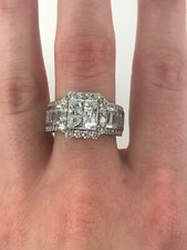 Stunning 3 CTW Princess, Baguette  Round CZ 925 Silver Ring Size 7.75