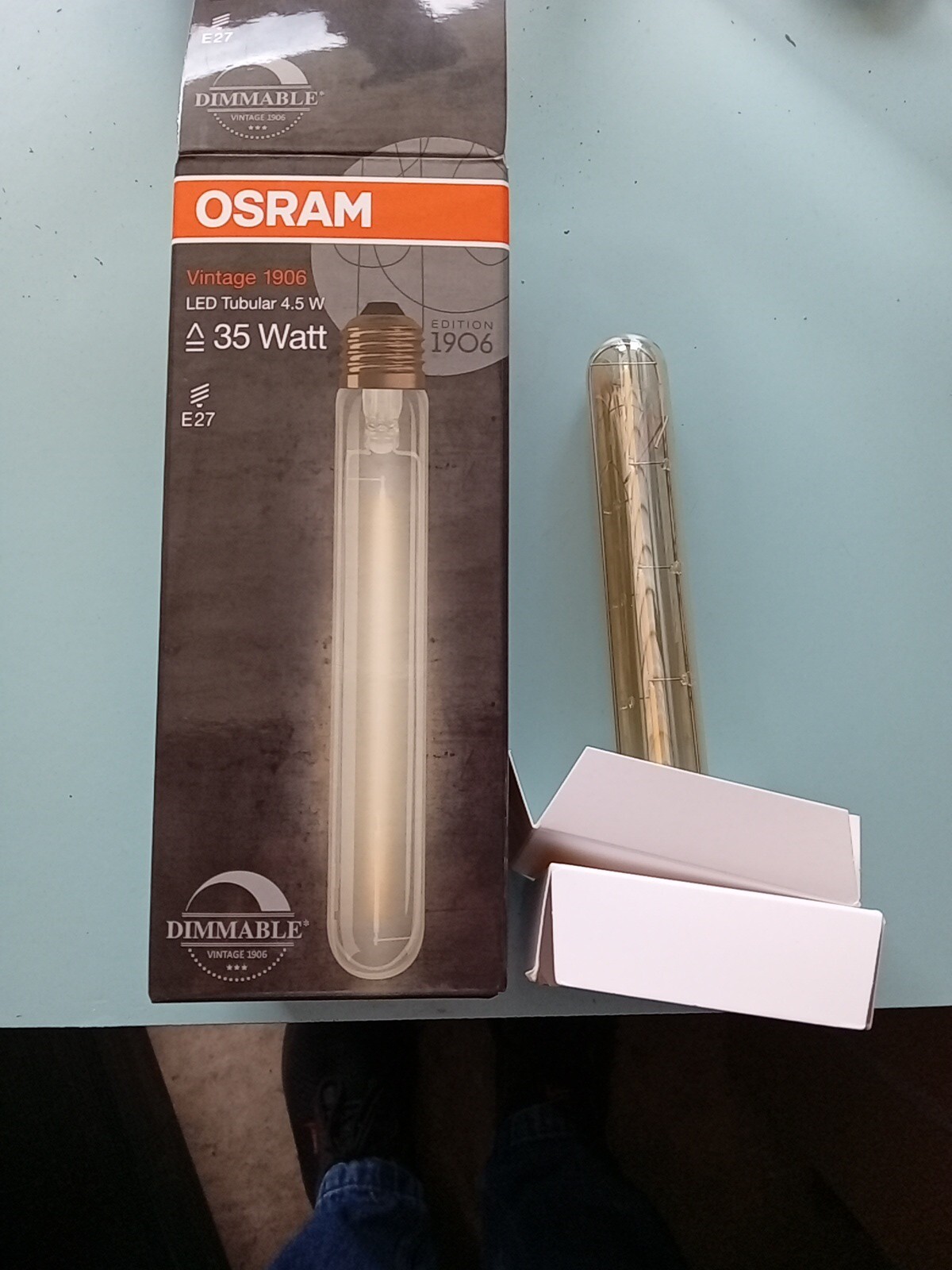 OSRAM 1906 LED 4.5W Vintage Filament Tubular Bulb E27 ES LED Light Bulb Dimmable