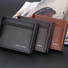 Men's Leather Money Clip Slim Wallets ID Credit Card Holder Bifold Clutch Purse