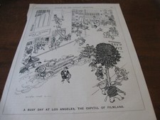 1921 Original POLITICAL CARTOON - LOS ANGELES CALIFORNIA Caricature HOLLYWOOD