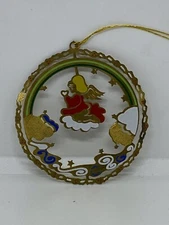 Round Metal Angel With Heart In Hands Christmas Ornament