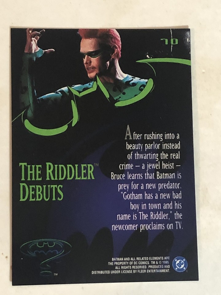 Batman Forever Trading Card Vintage 1995 #70 Riddler Debuts Jim Carrey ...