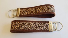 Cheetah Print 6" Keychain Key Fob Key Ring Wrist Strap Gift Strong Animals Brown