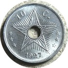 elf Belgian Congo 10 Centimes 1927  Recut 9  Radiant Star — photo 1
