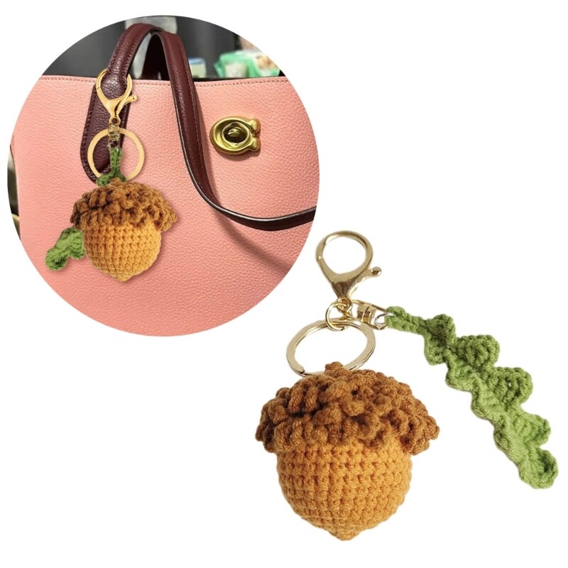 Trendy Crocheted Acorn Pendant Keychain Charm for Bag Decoration or DIY