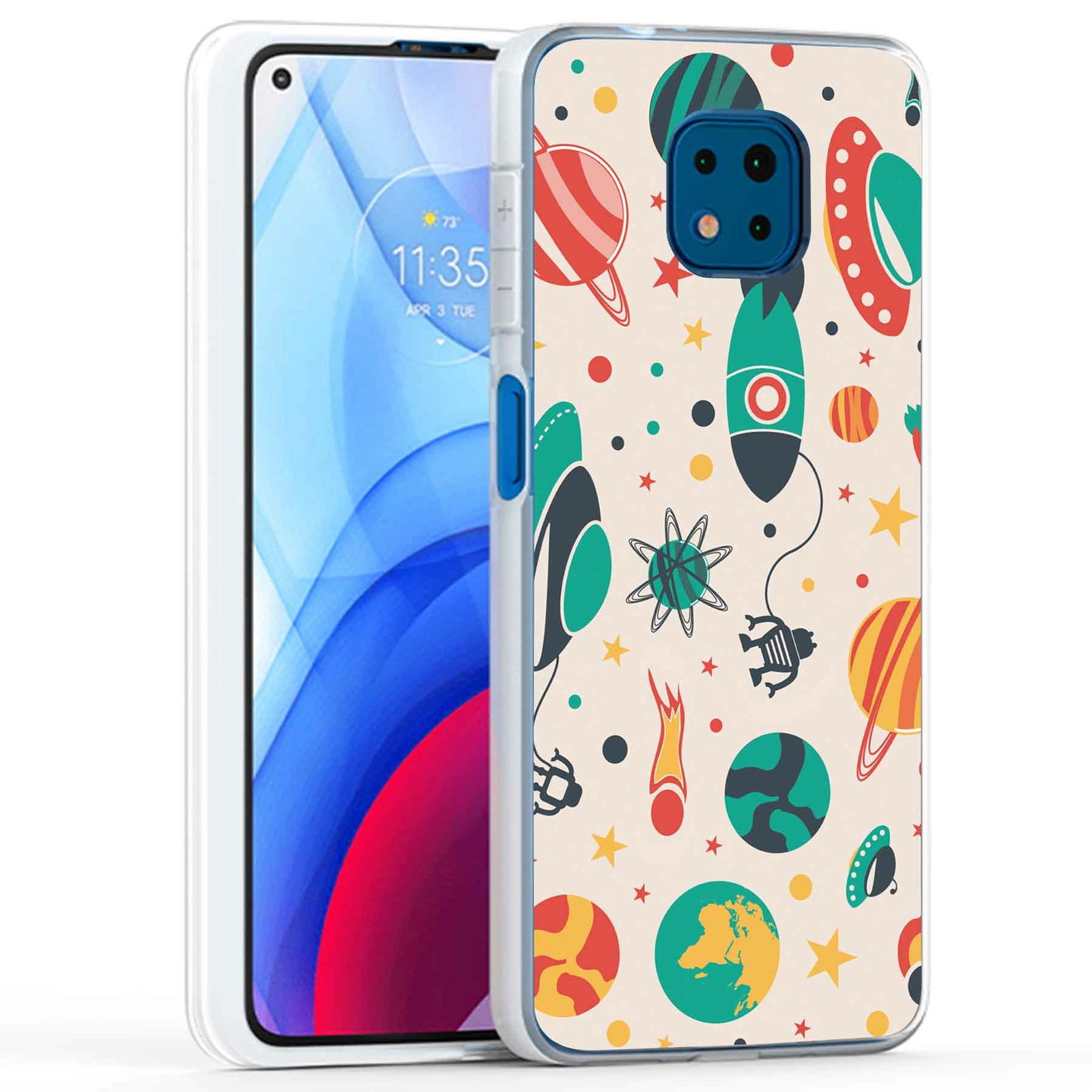 Phone Case Cover for Motorola Moto G Power 2021,Planets Space 1 Print, USA