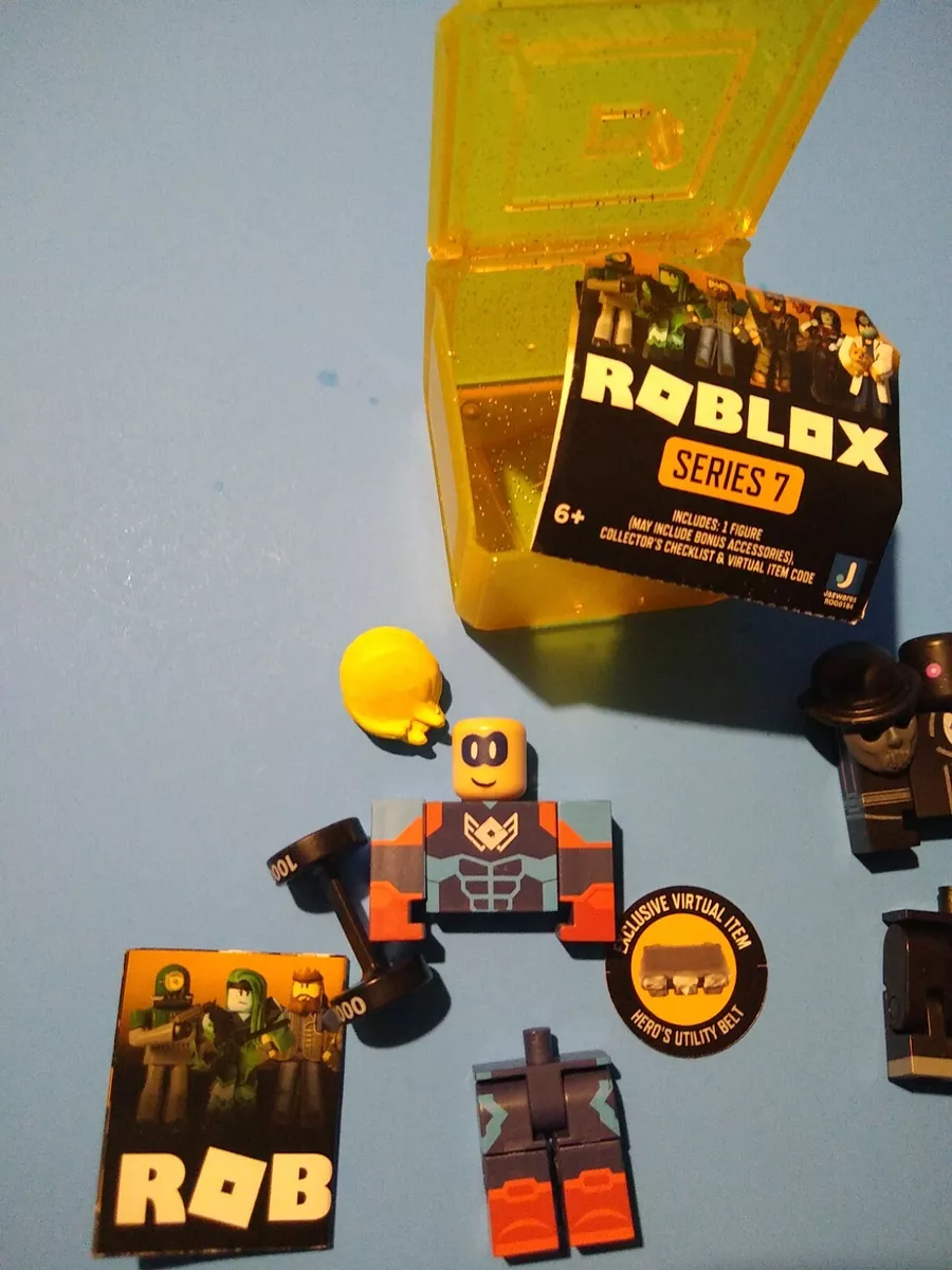 ROBLOX Series 7 & 9: Heroes Blue Basher + Site 76 MCD Agent + mask. Unused  Codes