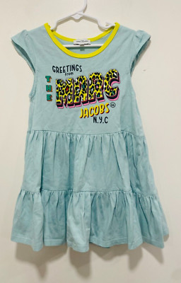 MARC JACOBS Kids'  Printed Tiered Cotton Dress In Pale Blue Girls Size 6