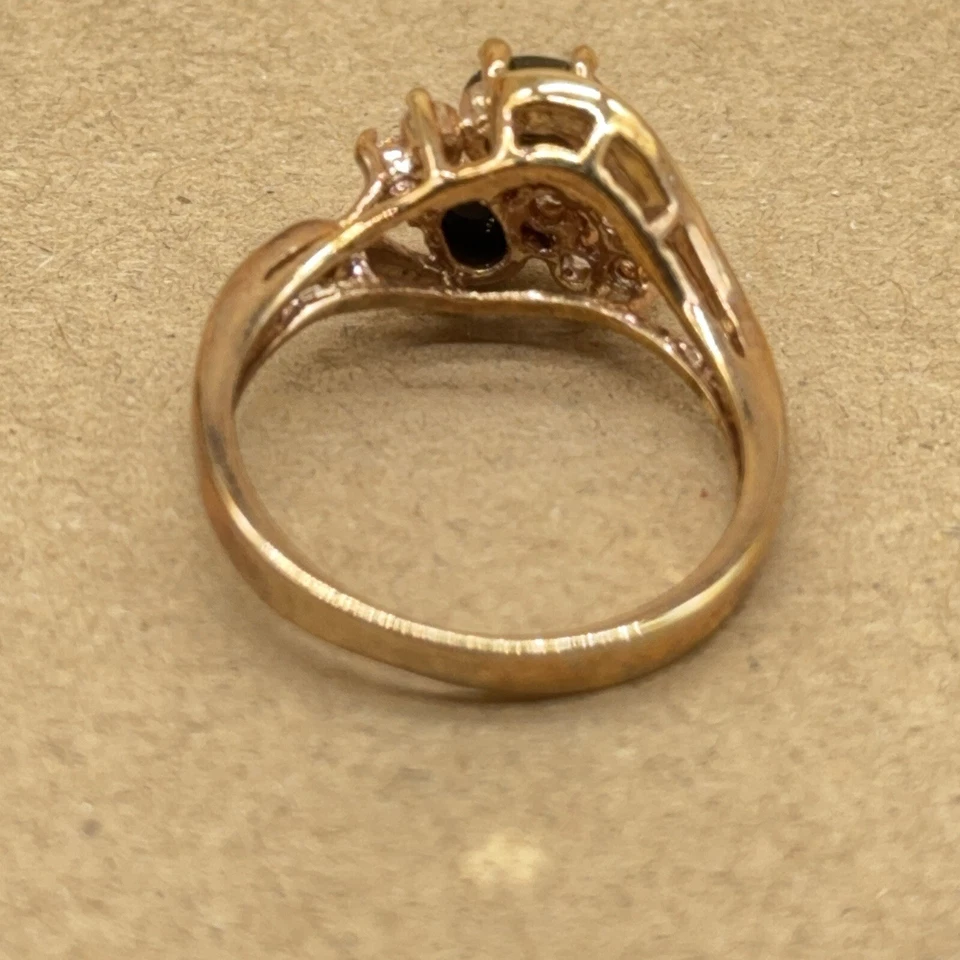 SETA 戒指 Onyx 戒指 金色镶嵌 玻璃宝石 圆顶旁路 签名 尺寸 8.5 — 第 4/4 张图片