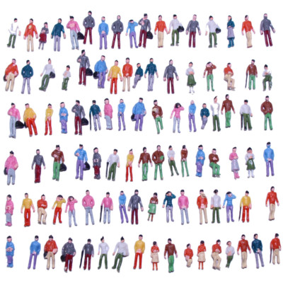 100pcs HO TT Scale 1:100 Painted Figures for Model Trains People P100