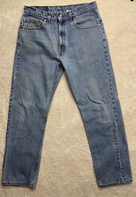 Vtg Light Wash Levis 505 Jeans Distressed Blue Regular Straight Fit Denim 33X30