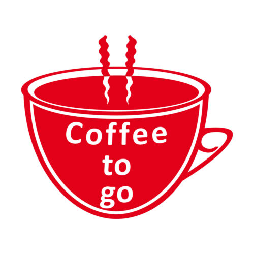 Coffee to go coffee cup 25 cm red sticker tattoo decoration film window glass door - Picture 1 of 3