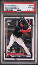 Graded 2024 Bowman Walker Jenkins #BP43 Paper Prospects RC Baseball Card PSA 10