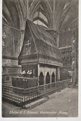 WESTMINSTER ABBEY, LONDON - SCHREIN VON S. EDWARD S/W POSTKARTE 