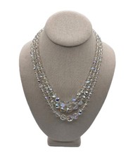 Vintage Crystal Aurora Boralis 3 Strand Necklace