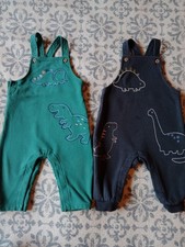 M&S Baby Boys Dinosaur cotton Dungaree Bundle 6-9 Months