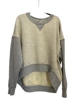Free People FP Movement Start Up Pullover Medium Gray Sweatshirt Raw Edge Slouch