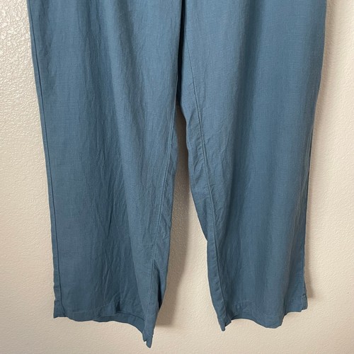 J. Jill Pants Womens Large Blue Linen High Rise Straight Leg Lagenlook Pure Jill - Picture 4 of 9