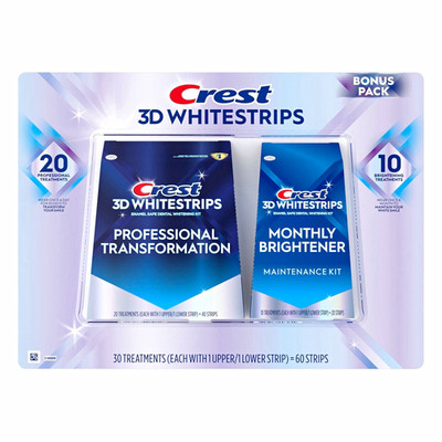 Crest 3D Whitestrips Professional Transformation + Monthly Bright Bonus Pack