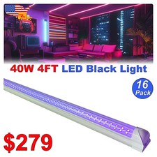 4FT 40W UV LED Black Light Linkable Fixture Easy Installation DJ Stage Lighting