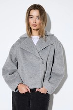 Misspap Grey Biker Jacket Womens Casual Jackets & Coats