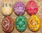 6 Hand Painted Wooden Pysanky Ukrainian Easter Eggs