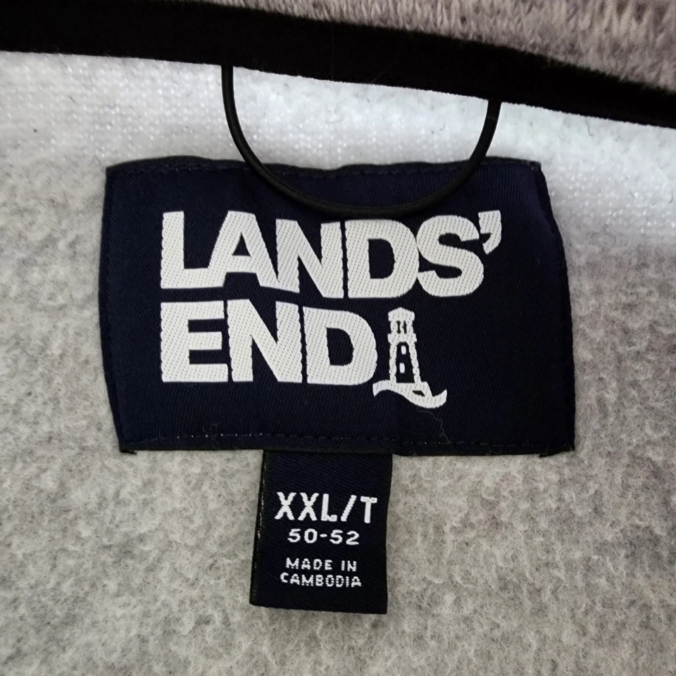 Lands End мужской XXLT серый флисовый жилет на молнии без рукавов открытый повседневный - Изображение 4 из 4