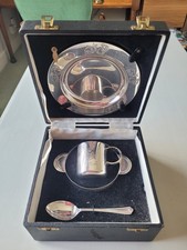 Vintage Lewis Rose & Co Christening Set Silver Plate EPNS with presentation box 