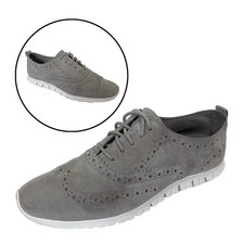 Cole Haan Zerogrand Wingtip Oxfords W14477 Gray Suede Brogue Shoes - Womens 7B