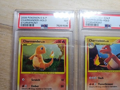 Pokemon Card PSA 7/8 Charizard Charmander Charmeleon Stormfront