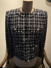 BALMAIN BLACK WHITE PLAID JACKET BLAZER FR46 US12 14 FREE SHIPPING
