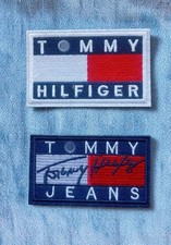 Red White Blue Flag Patch Iron On Embroidered Badge Preppy Classic Style 2 pcs