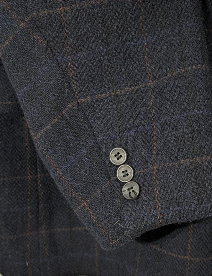 Vtg Natural Exchange Alexander Lloyd Blazer 60R Shetland Wool Windowpane Plaid - product detail image 4