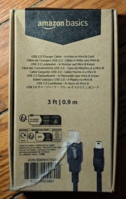 Amazon Basics 3ft USB-A 2.0 - Male to Mini-B Male Cable - Black Adapter