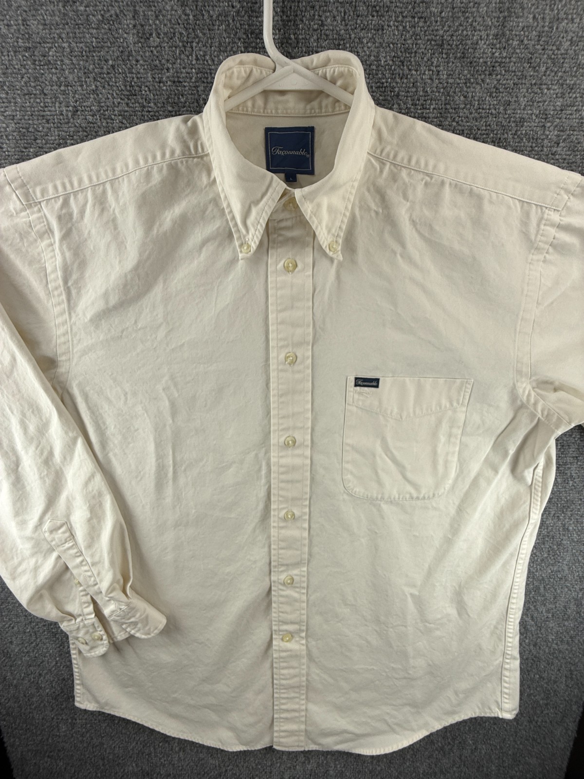 Faconnable Eggshell Button-Down Cotton Large Ivor… - image 2