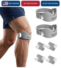 Silicone Patellar Tendon Support Strap 2 Pack Adjustable Knee Band Non-Slip