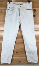 Vintage 90s Levi’s Levis 501 Jeans 28x29 White Made In USA Straight Leg Stain
