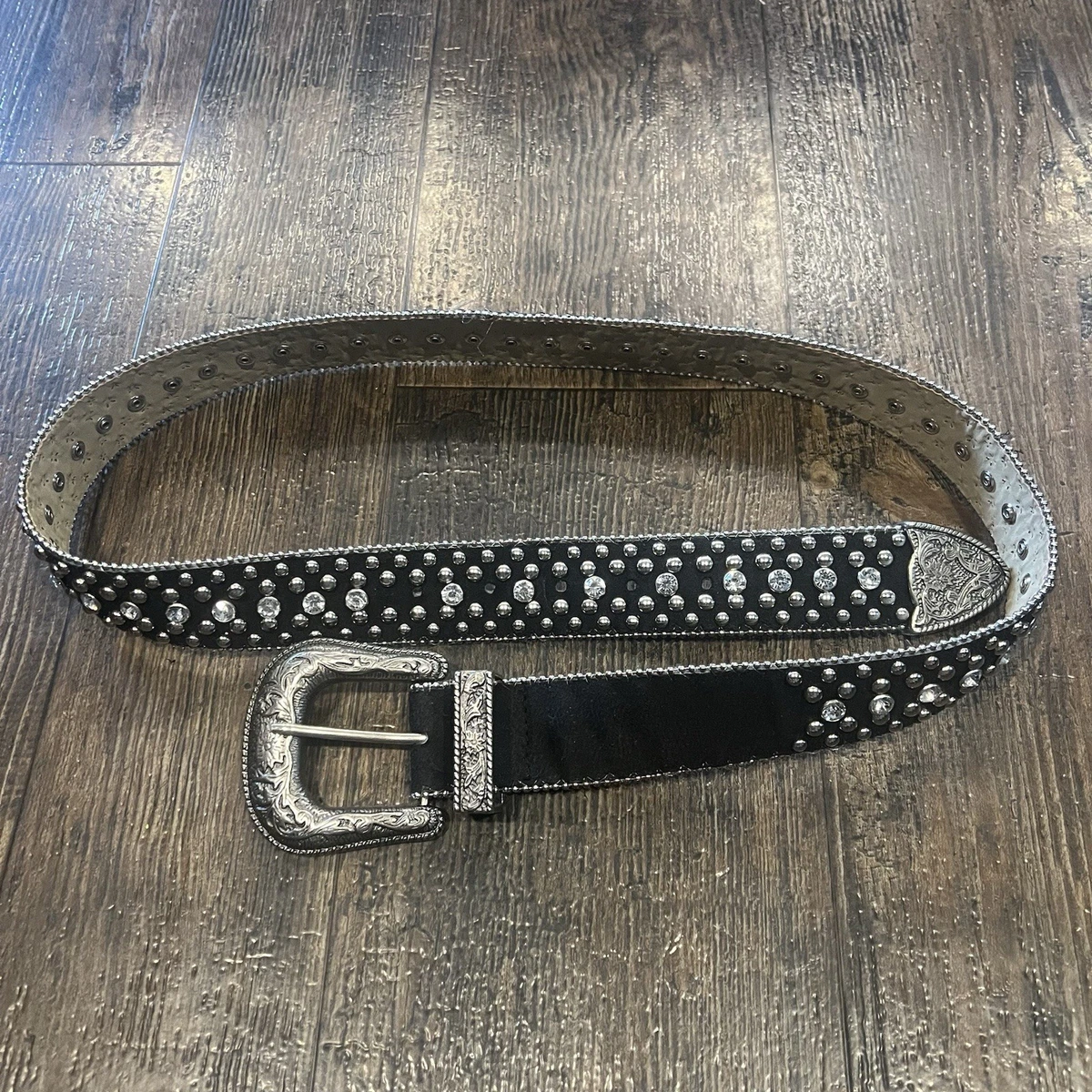 Guess rhinestone studded statement belt Christie Roberts | SOLD beaded silver “chain mail” belt R280  main image 3