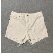 Levi  s White Denim Raw Hem Cut Off Shorts Women  s Size 29