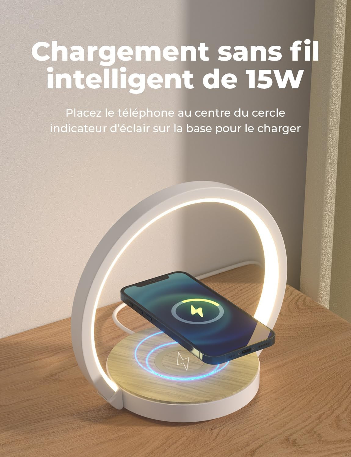 Lampada LED Smart Touch con Wireless Charger 10W e 3 Modalità - 4