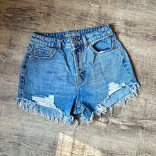 Wild Fable Cut-Off Shorts Womens Size 2 Blue Denim Button Pockets Flat Front