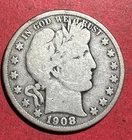 1908O US Barber SILVER Half Dollar "New Orleans" Mint! Very Good! Old US Coin!
