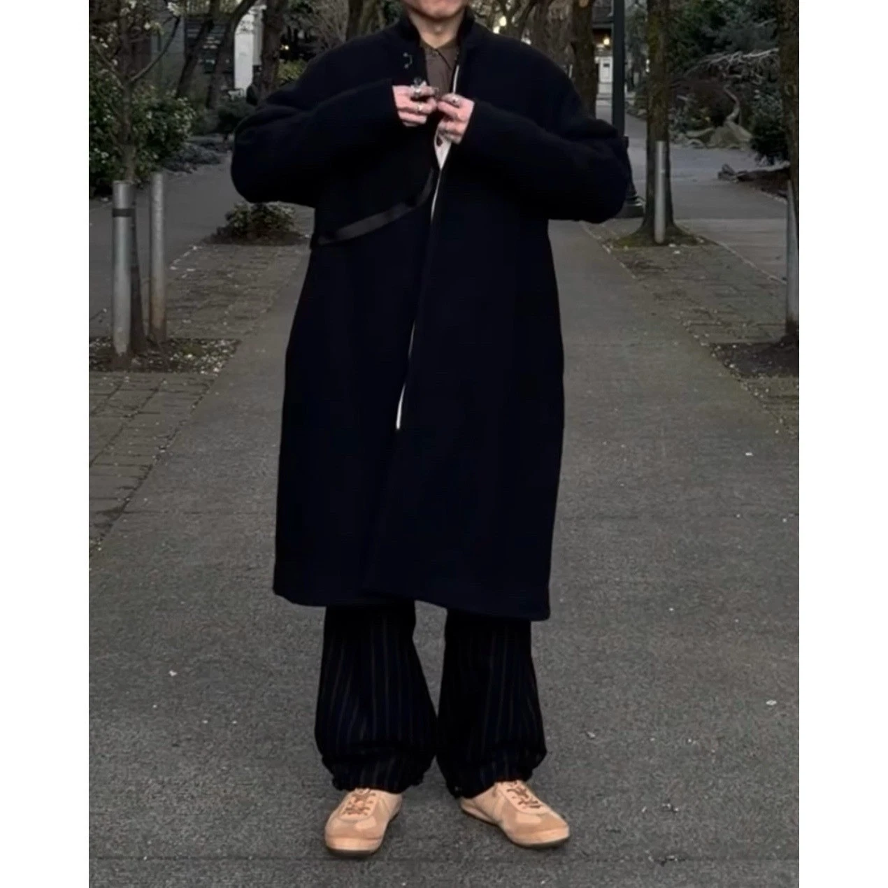 Suzuki Takayuki stand fall collar coat black men's size S M Auralee wool Japan - product detail image 10