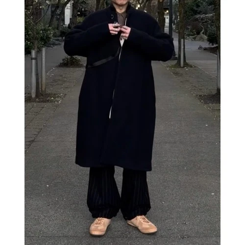 Suzuki Takayuki stand fall collar coat black men's size S M Auralee wool Japan image 10