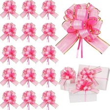 20 PCS 6 Inch Pink Pull Bows for Gift Wrapping Christmas Wedding Baskets